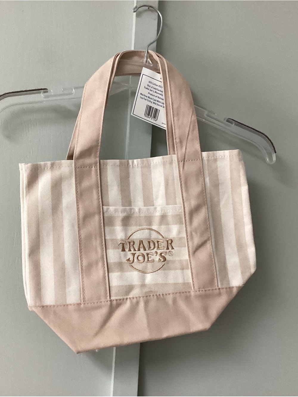 Trader Joe's Pink Stripe Canvas Tote